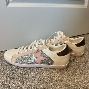 Pink and silver star sneakers